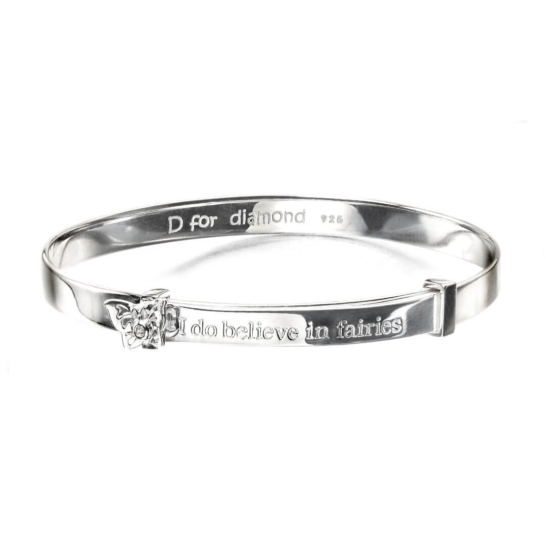 D for Diamond I Believe in Fairies Diamond Baby Bangle
