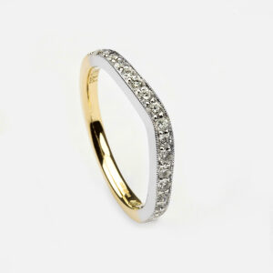 18ct Yellow Gold Pave Set Curved Shape to Fit Diamond Wedding Band