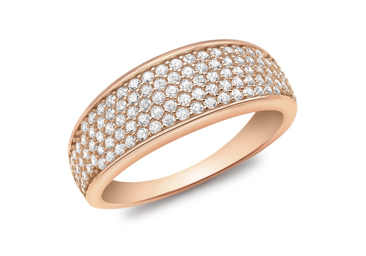 9ct Rose Gold CZ Pave Tapered Set Ring