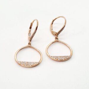 9ct Rose Gold Diamond Drop Hoop Earrings