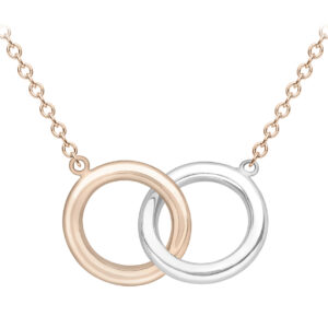 9ct Two Tone Rose & White Gold Interlocking Circles Necklace