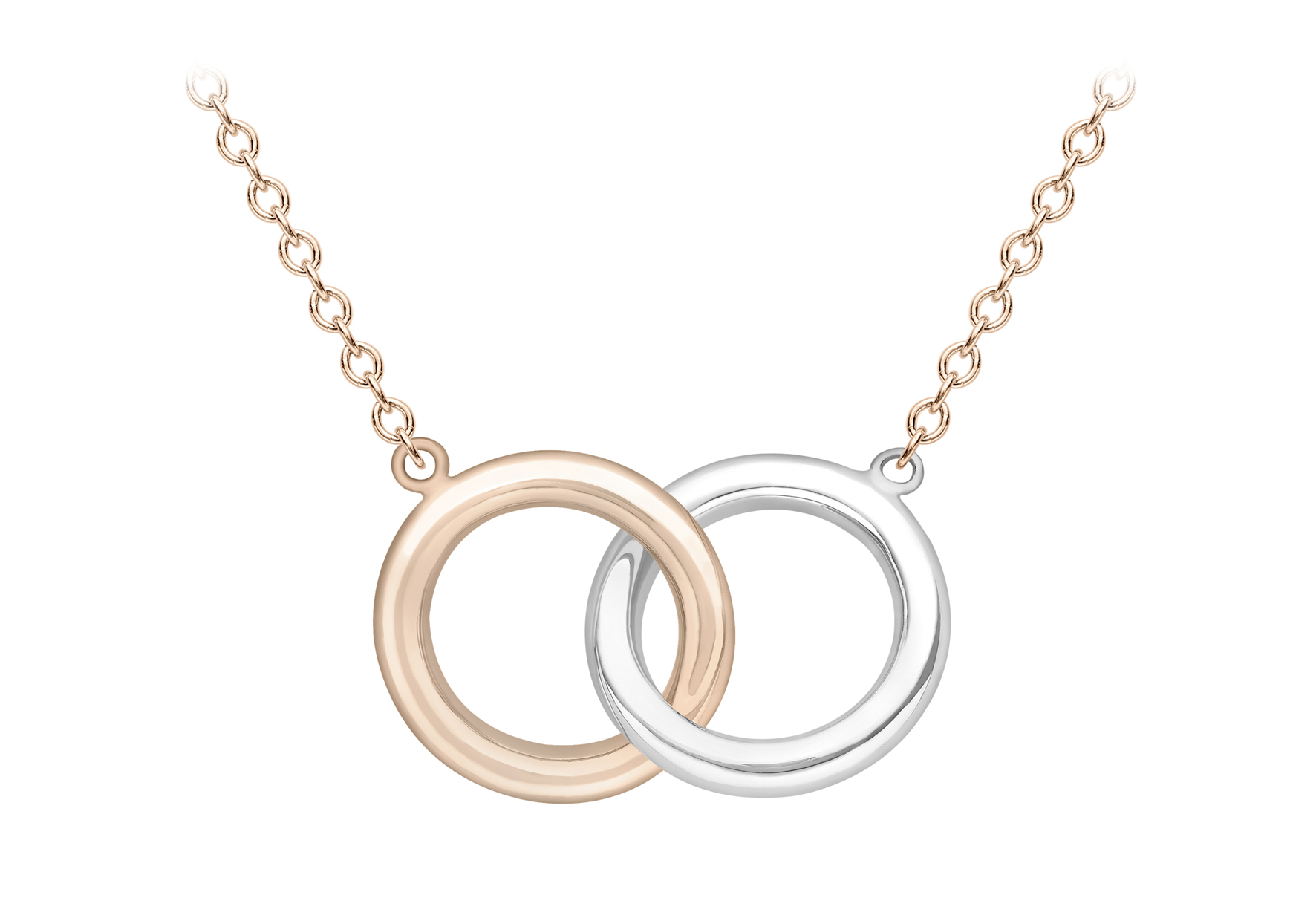 Two Tone Hammered Open Circle Necklace - Jewellery retailer in Coventry