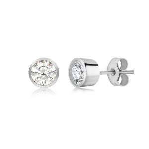 9ct White Gold Cubic Zirconia Rub Over Stud Earring