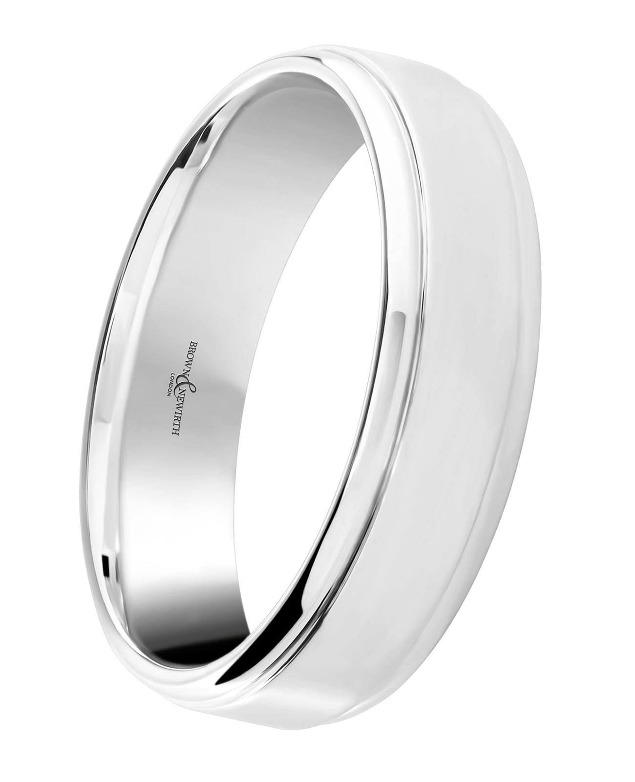 9ct White Gold Polished Effect With Two Lines and Rolled Edges Gets Wedding Band