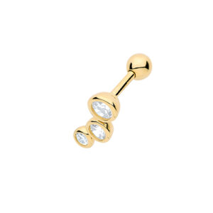 9ct Yellow Gold 3 CZ Graduated Cartilage Stud (right)