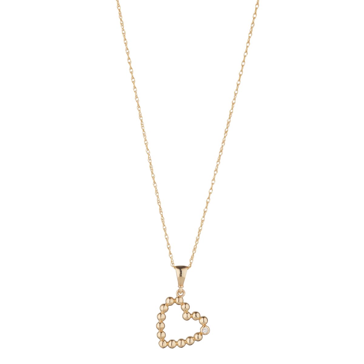 9ct Yellow Gold CZ Beaded Heart Pendant
