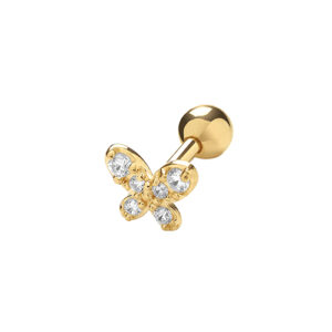9ct Yellow Gold CZ Butterfly Cartilage Stud