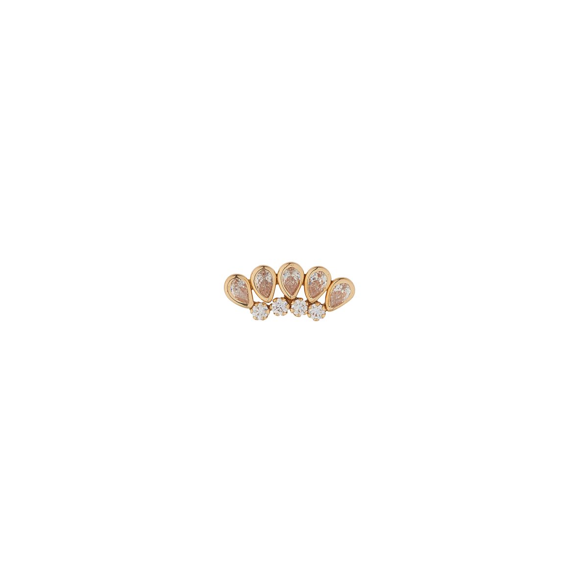 9ct Yellow Gold Cz Lotus Garland Cartilage Stud