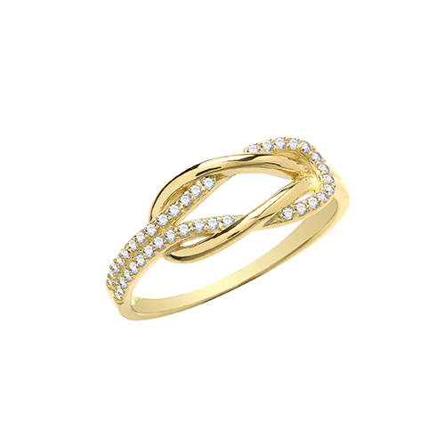 9ct Yellow Gold CZ Open Knot Ring