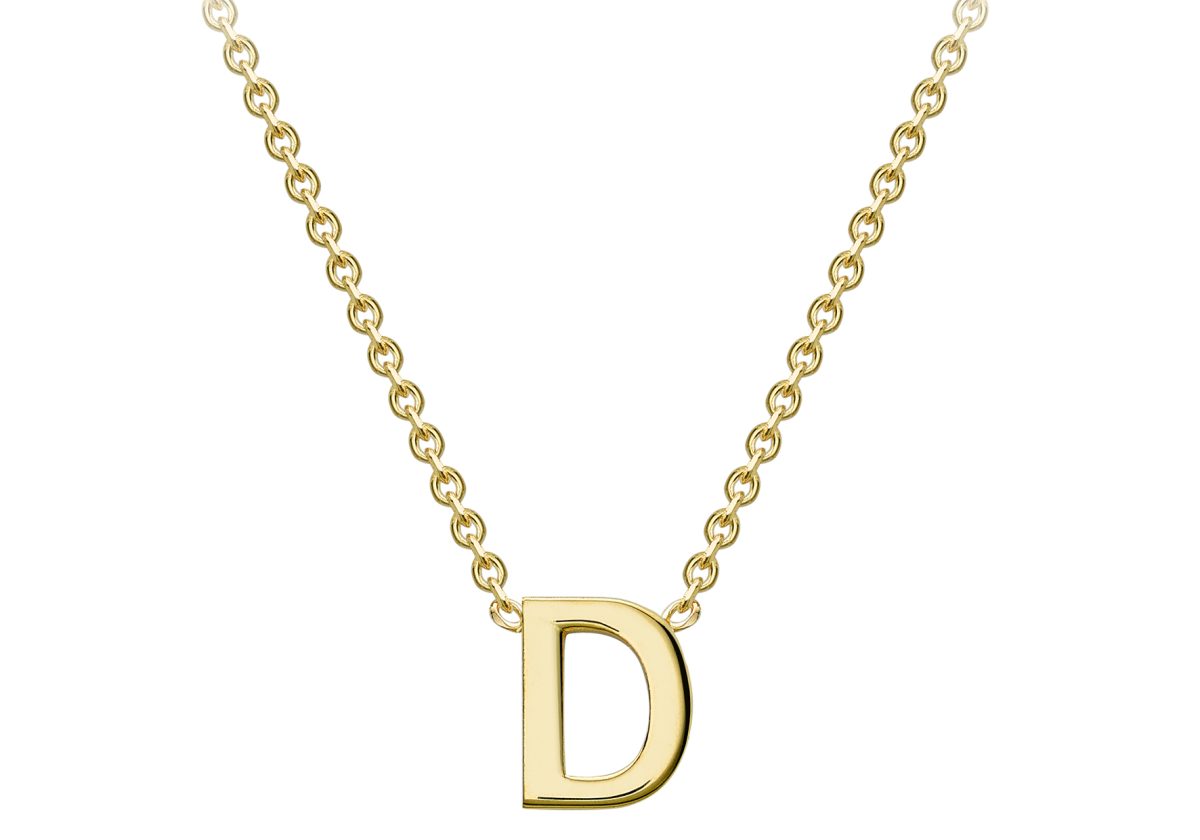 9ct Yellow Gold Petite "D" Initial Necklace