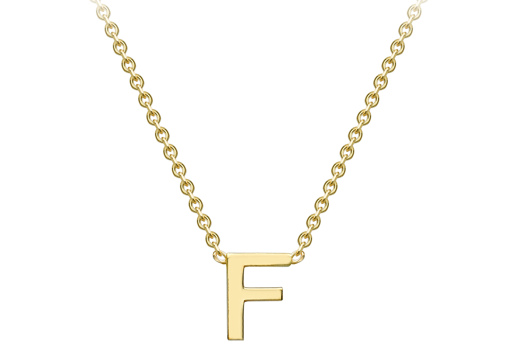 9ct Yellow Gold Petite "F" Initial Necklace