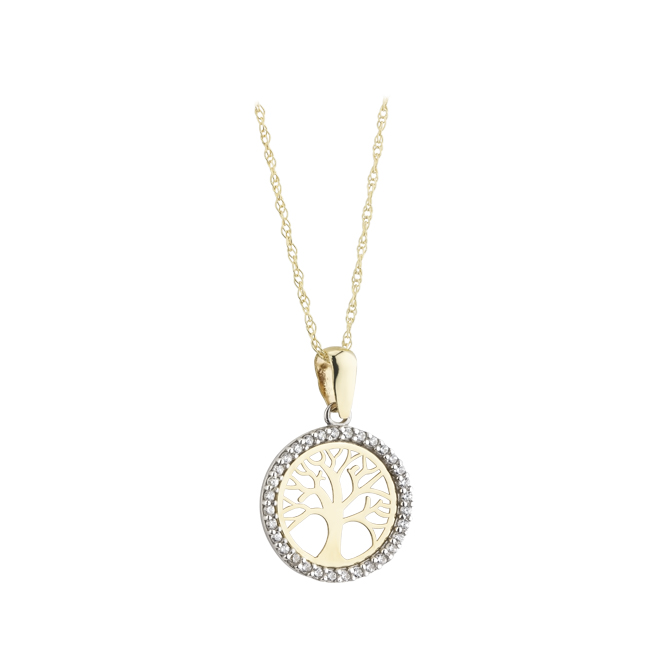 9ct Yellow Gold Tree of Life CZ Pendant