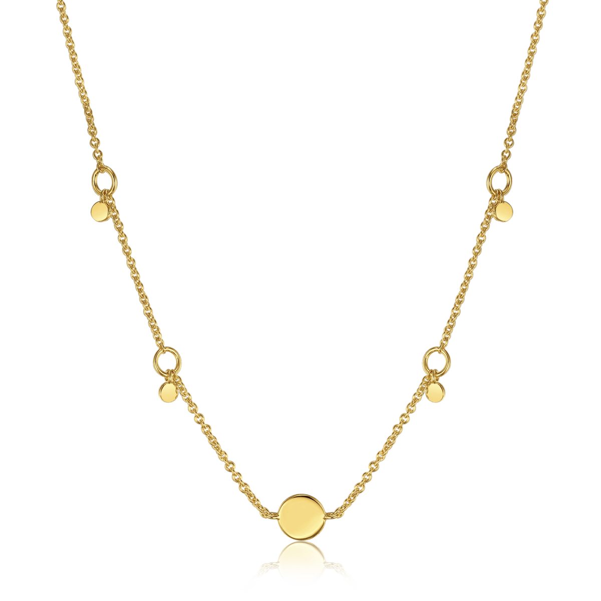 Ania Haie Geometry Drop Disc Necklace Gold Plated Sterling Silver