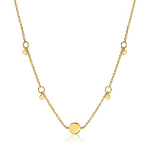 Ania Haie Geometry Drop Disc Necklace Gold Plated Sterling Silver
