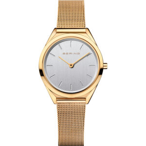 Bering Unisex Watch - Ultra Slim Polished Gold - Large Silver Dial