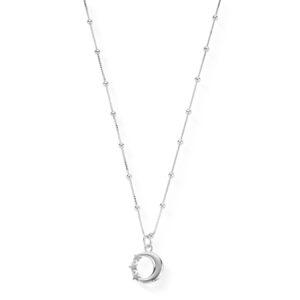 ChloBo Sterling Silver Bobble Chain Moon & Stars Necklace