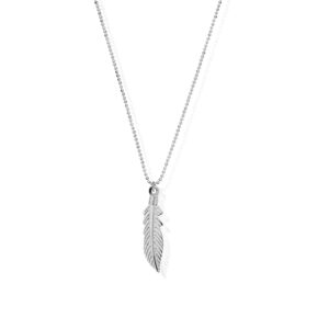 ChloBo Sterling Silver Diamond Cut Chain With Feather Pendant