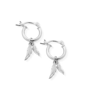 ChloBo Sterling Silver Double Feather Mini Hoops
