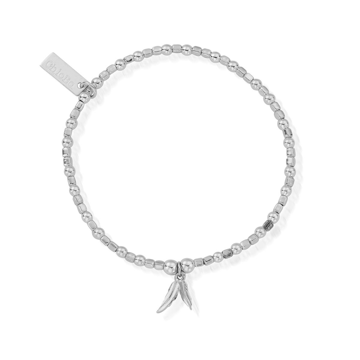 ChloBo Sterling Silver Mini Cube Double Feather Bracelet