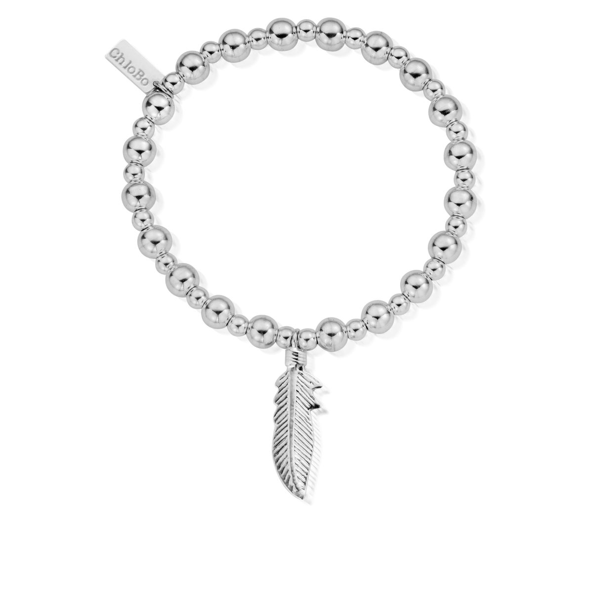 ChloBo Sterling Silver Mini Small Ball Feather Bracelet