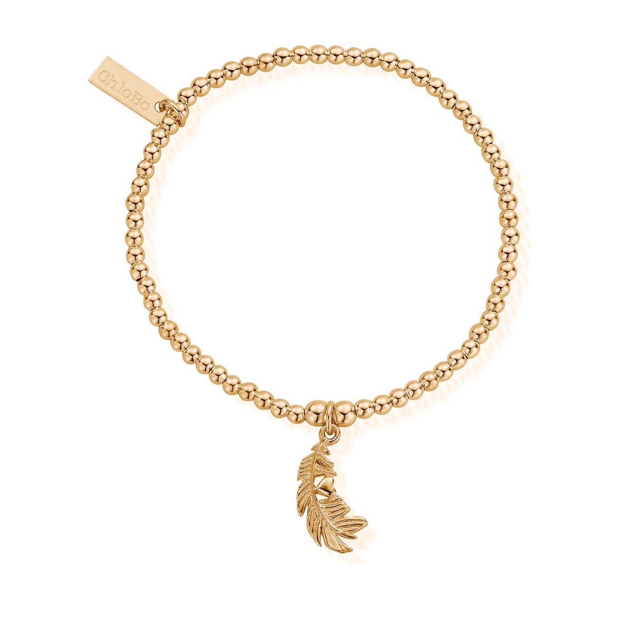 ChloBo Sterling Silver Yellow Gold Plated Cute Feather Bracelet