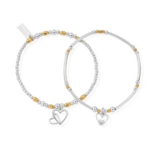 ChloBo Sterling Silver Yellow Gold Plated Double Devotion Set of Bracelets