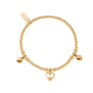 ChloBo Sterling Silver Yellow Gold Plated Triple Heart Bracelet