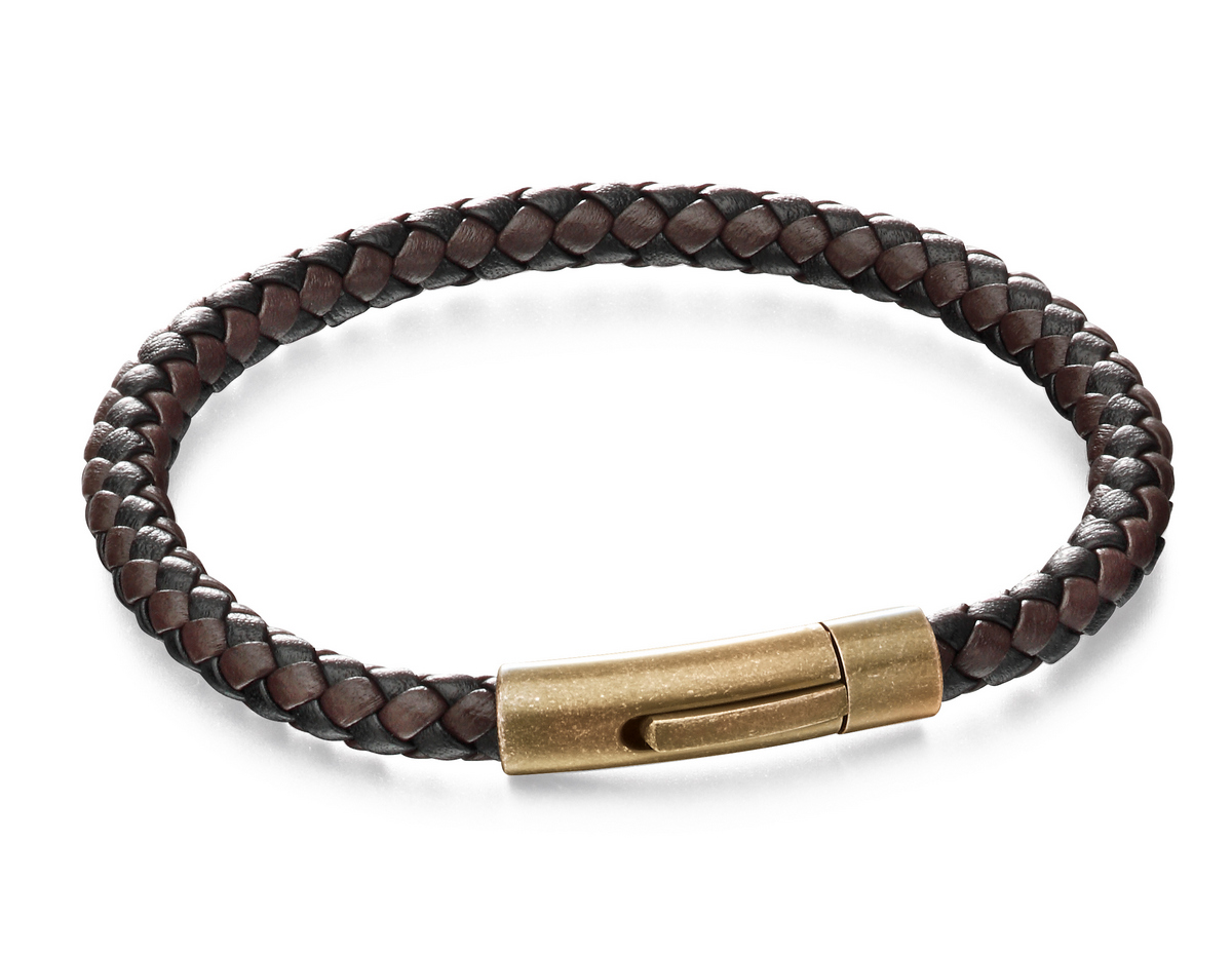 Fred Bennett Dark Brown Woven Leather Bracelet