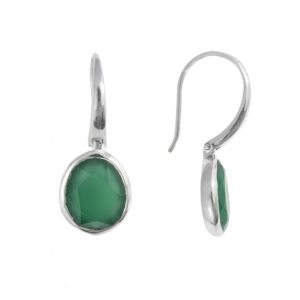 Juvi Green Onyx Tulum Oval Silver Drop Earrings