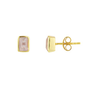 Juvi Rose Quartz Manhattan Gold Vermeil Stud Earrings