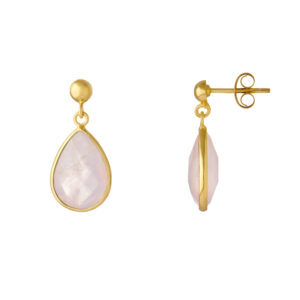 Juvi Rose Quartz Teardrop Gold Vermeil Earrings