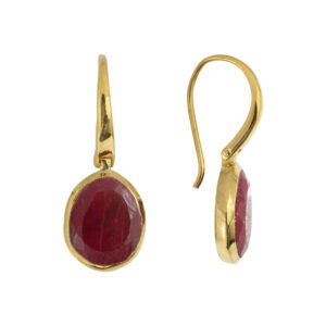 Juvi Ruby Tulum drop Earrings set in Sterling Silver with Yellow Gold vermeil