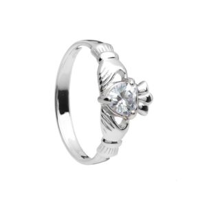 Sterling Silver Claddagh April Ring