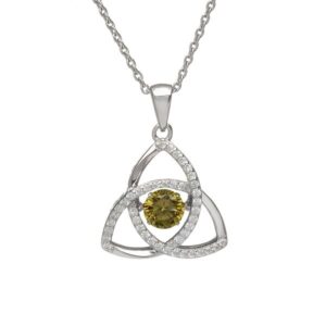 Sterling Silver Claddagh Trinity & Cubic Zirconia August Pendant