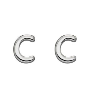 Sterling Silver Initial 'C' Stud Earrings