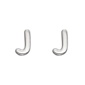 Sterling Silver Initial 'J' Stud Earrings