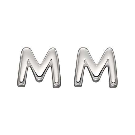 Sterling Silver Initial 'M' Stud Earrings