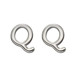 Sterling Silver Initial 'Q' Stud Earrings