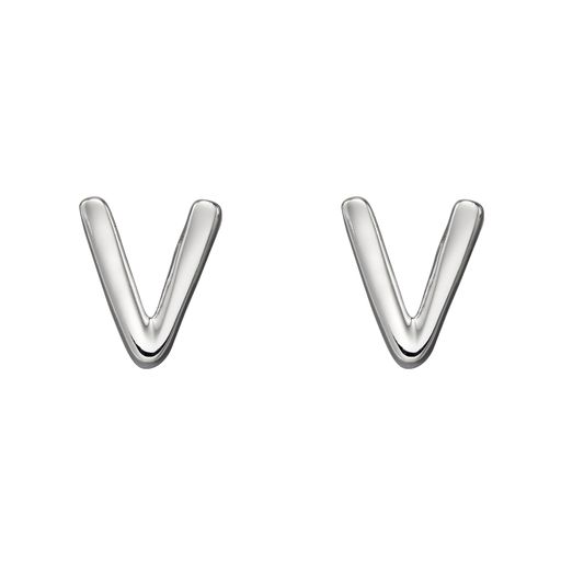 Sterling Silver Initial 'V' Stud Earrings