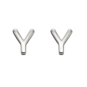 Sterling Silver Initial 'Y' Stud Earrings