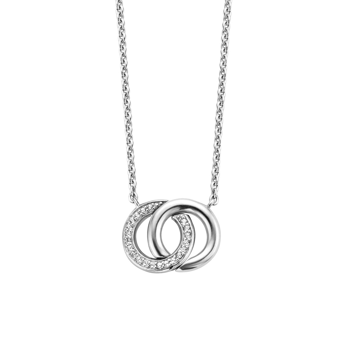 Ti Sento Sterling Silver and Cubic Zirconia Interlocking Circles Pendant