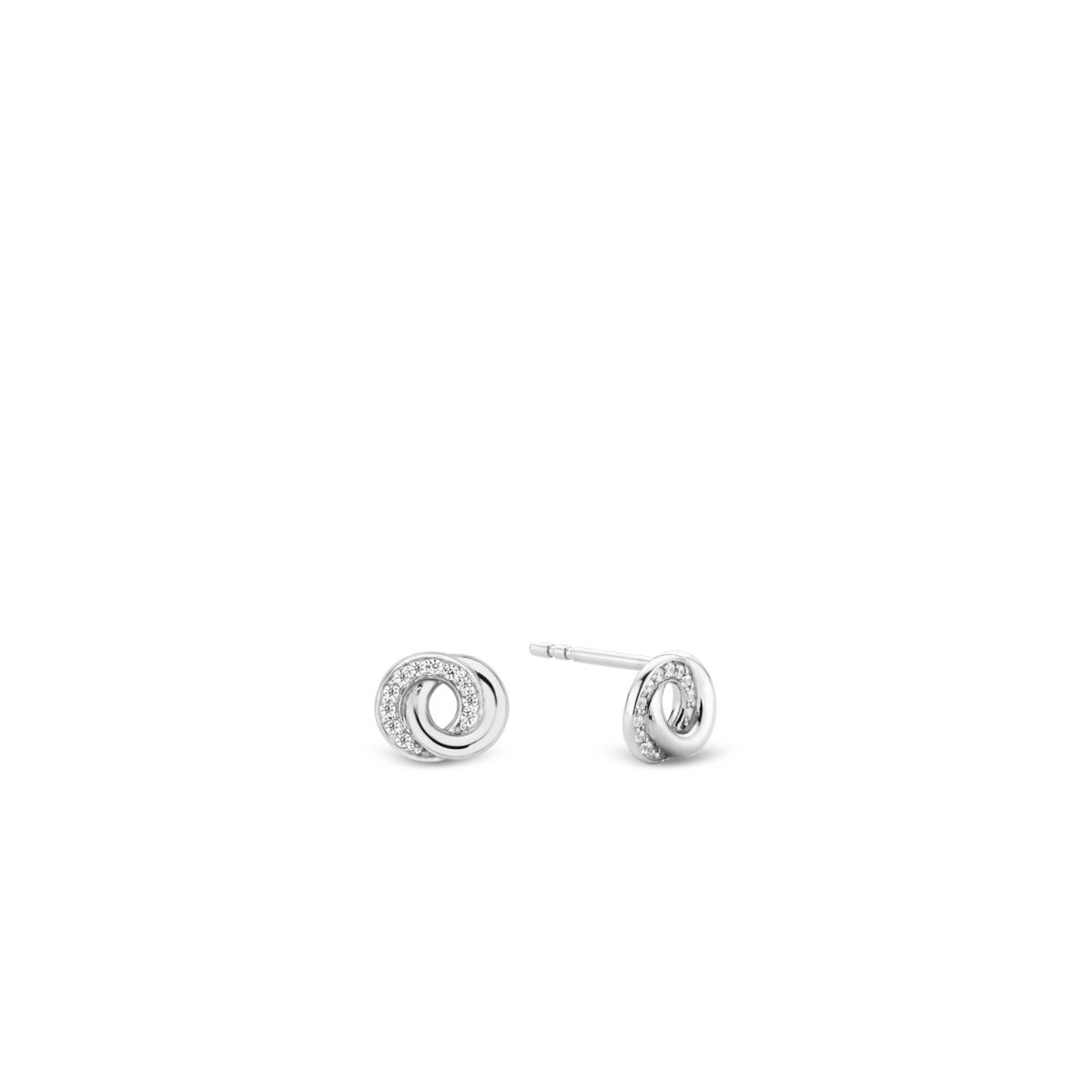 Ti Sento Sterling Silver Double Circle Cubic Zirconia Stud Earrings