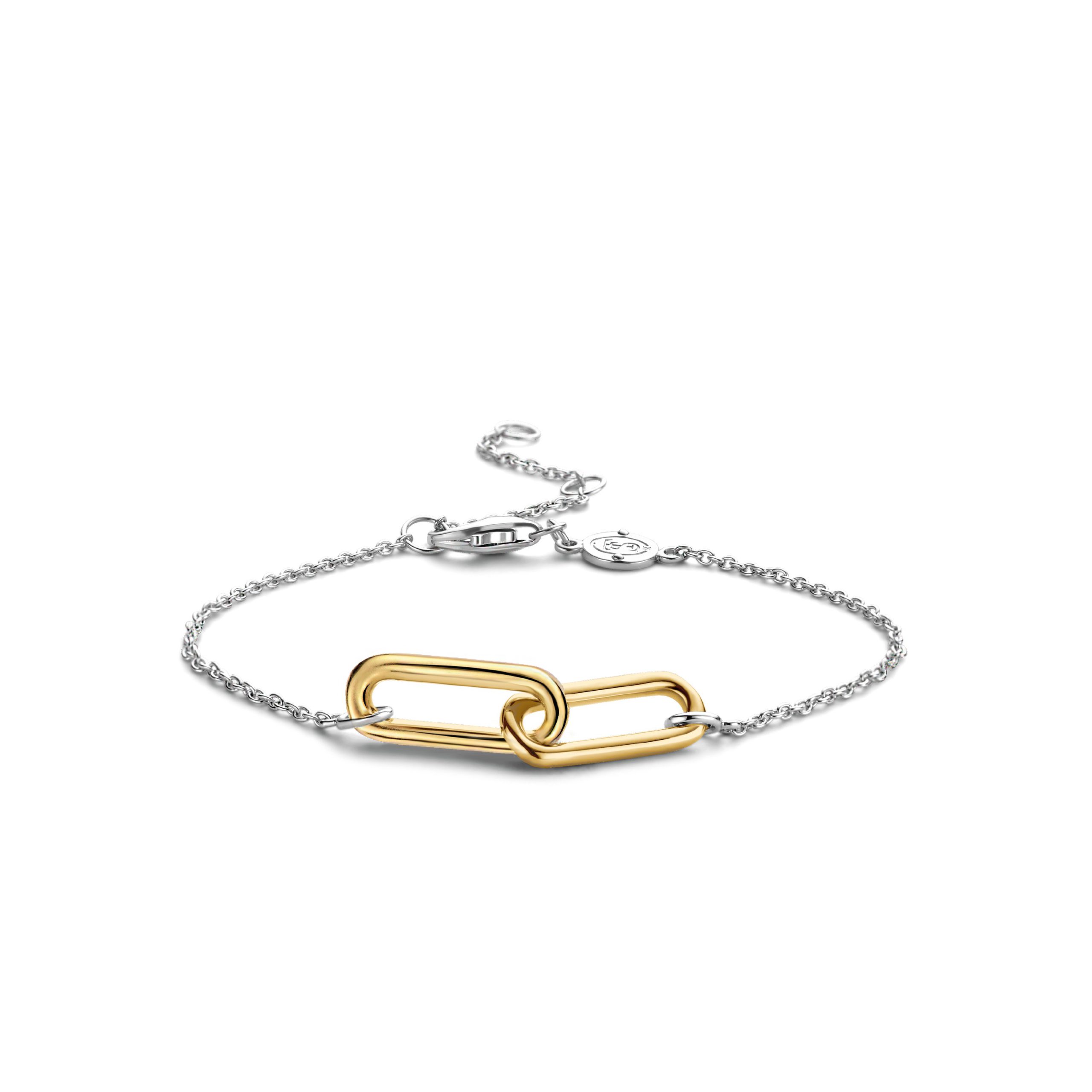 Ti Sento Sterling Silver & Gold Plated Interlocking Link Bracelet
