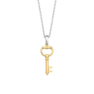 Ti Sento Sterling Silver Yellow Gold Plated Key Pendant