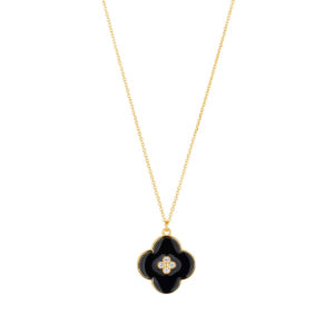 9ct-yellow-gold-cz-black-flower-pendant