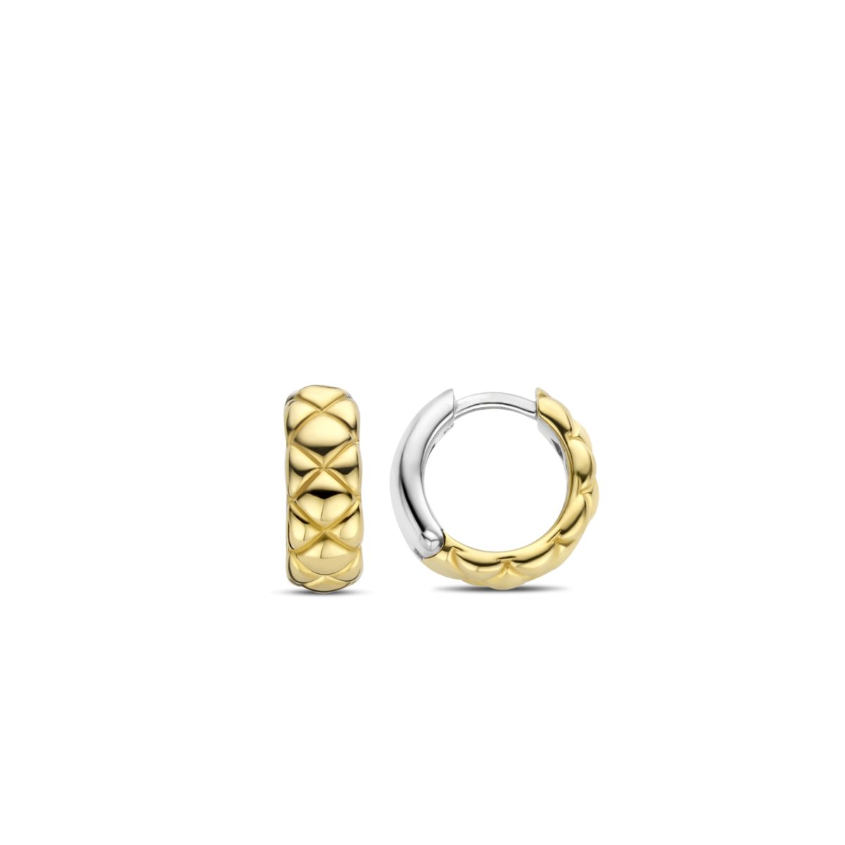 Ti Sento Sterling Silver Gold Plated Textured Hoop Earrings