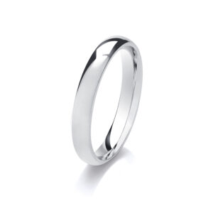 white gold 3mm traditional court wedding ring