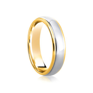 yellow gold edges, white gold center 5mm wedding ring