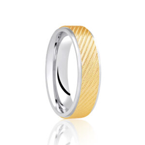 white & yellow gold stiped center 5mm wedding ring