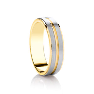 yellow & white gold, matt & polished 6mm wedding ring